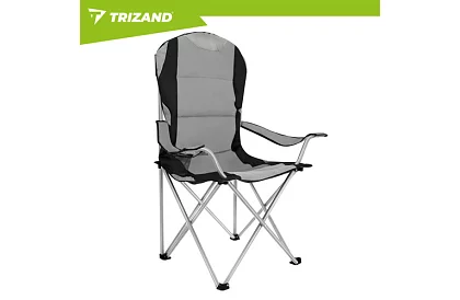 Składane krzesło wędkarskie z podłokietnikami - szaro-czarne