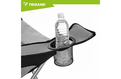 Składane krzesło wędkarskie z podłokietnikami - szaro-czarne