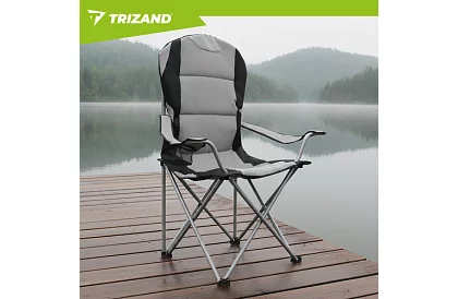 Składane krzesło wędkarskie z podłokietnikami - szaro-czarne