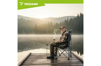 Składane krzesło wędkarskie z podłokietnikami - szaro-czarne