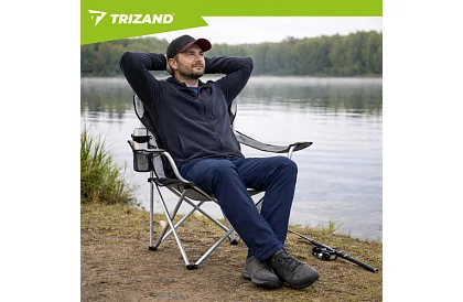 Składane krzesło wędkarskie z podłokietnikami - szaro-czarne