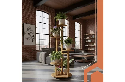 Elegancki drewniany stojak na kwiaty 86 × 33 cm