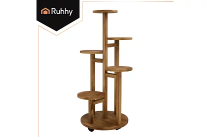 Elegancki drewniany stojak na kwiaty 86 × 33 cm