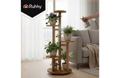 Elegancki drewniany stojak na kwiaty 86 × 33 cm