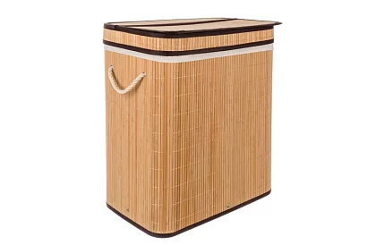 Kosz na pranie z bambusa – dwukomorowy 100 L