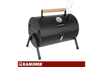 Grill kempingowy na węgiel drzewny – 2 ruszty, termometr