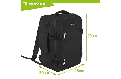 Plecak podręczny 2 w 1 – bagaż podręczny do samolotu 40 × 20 × 25 cm – czarny