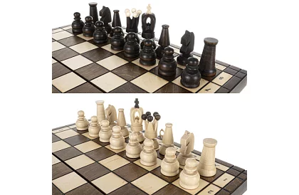 Drewniane szachy z grabu – elegancka klasyka w walizce