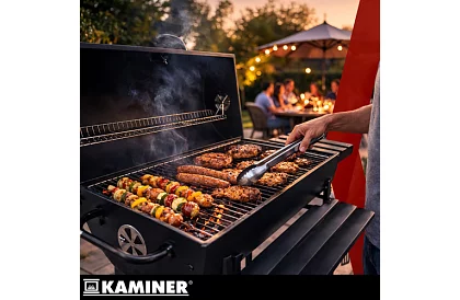 Grill ogrodowy na węgiel drzewny 108x67x96cm + akcesoria