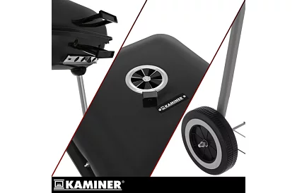 Grill ogrodowy na węgiel drzewny 53 x 77 x 46cm – przenośny na kółkach