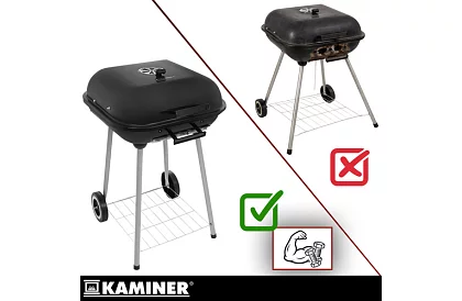 Grill ogrodowy na węgiel drzewny 53 x 77 x 46cm – przenośny na kółkach