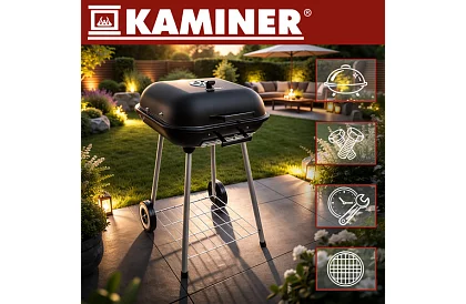 Grill ogrodowy na węgiel drzewny 53 x 77 x 46cm – przenośny na kółkach