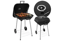 Grill ogrodowy na węgiel drzewny 53 x 77 x 46cm – przenośny na kółkach