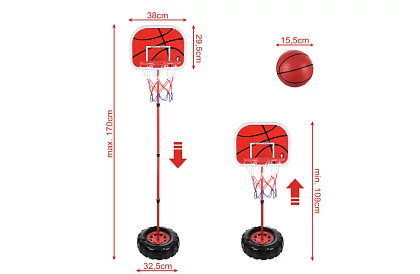 Dziecięcy regulowany kosz do koszykówki z tablicą + piłka
