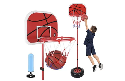 Dziecięcy regulowany kosz do koszykówki z tablicą + piłka
