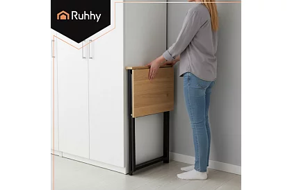 Skladany brązowy stół – 80 × 75 × 40 cm