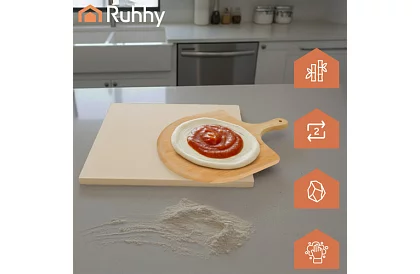 Pieczenie kamienia kordyrytowego do pizzy z bambusową łopatką