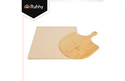 Pieczenie kamienia kordyrytowego do pizzy z bambusową łopatką