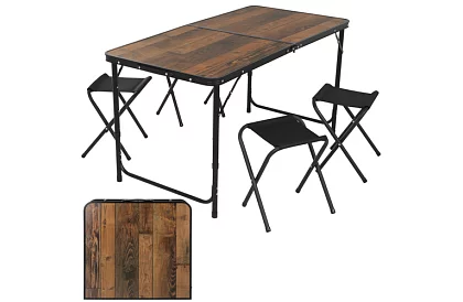 Stół kempingowy składany 120 × 60 cm + 4 krzesła