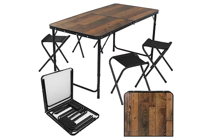 Stół kempingowy składany 120 × 60 cm + 4 krzesła