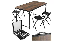 Stół kempingowy składany 120 × 60 cm + 4 krzesła