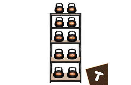 Skladowy czarny regał – 5 półek, 220 × 100 × 45 cm