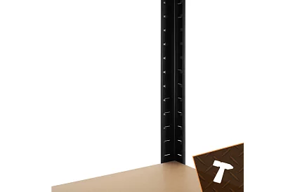 Skladowy czarny regał – 5 półek, 220 × 100 × 45 cm