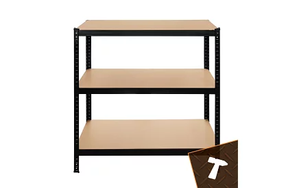 Skladowy czarny regał – 5 półek, 220 × 100 × 45 cm