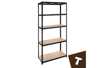 Skladowy czarny regał – 5 półek, 220 × 100 × 45 cm