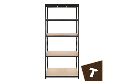 Skladowy czarny regał – 5 półek, 220 × 100 × 45 cm