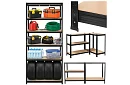 Skladowy czarny regał – 5 półek, 220 × 100 × 45 cm