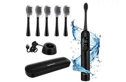 Soniczna elektryczna szczoteczka do zębów X800 - czarna – 90 000 obrotów/min + 6 końcówek