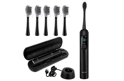 Soniczna elektryczna szczoteczka do zębów X800 - czarna – 90 000 obrotów/min + 6 końcówek