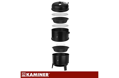 Grill ogrodowy z wędzarnią na węgiel drzewny - 2 ruszty, 8 haków