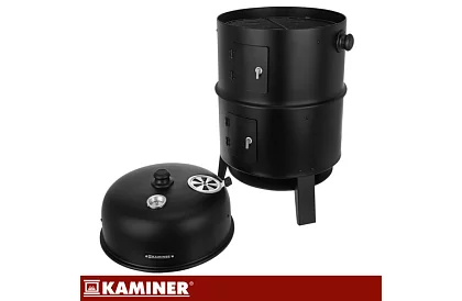 Grill ogrodowy z wędzarnią na węgiel drzewny - 2 ruszty, 8 haków