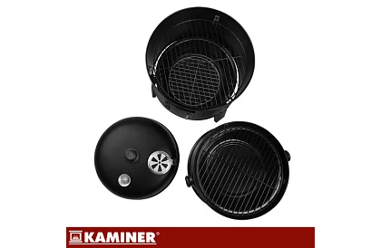 Grill ogrodowy z wędzarnią na węgiel drzewny - 2 ruszty, 8 haków