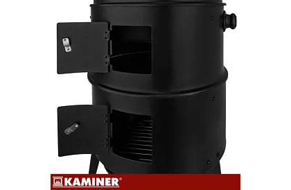 Grill ogrodowy z wędzarnią na węgiel drzewny - 2 ruszty, 8 haków