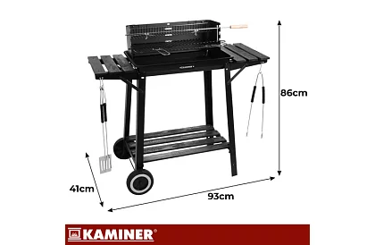 Grill ogrodowy na węgiel drzewny z górnym rusztem do pieczenia