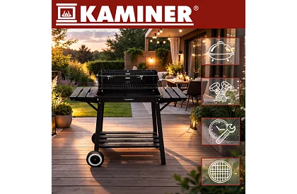 Grill ogrodowy na węgiel drzewny z górnym rusztem do pieczenia