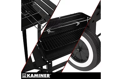 Grill ogrodowy na węgiel drzewny z górnym rusztem do pieczenia