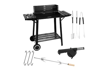 Grill ogrodowy na węgiel drzewny z górnym rusztem do pieczenia