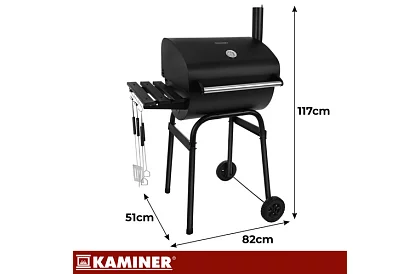 Grill ogrodowy z termometrem na węgiel drzewny + akcesoria
