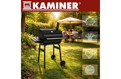 Grill ogrodowy z termometrem na węgiel drzewny + akcesoria