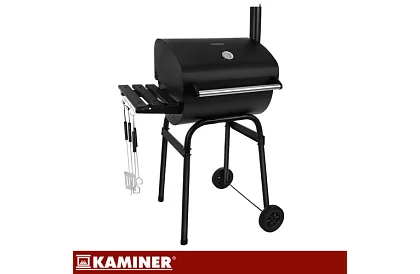 Grill ogrodowy z termometrem na węgiel drzewny + akcesoria