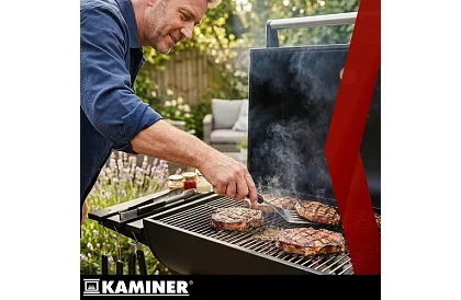 Grill ogrodowy z termometrem na węgiel drzewny + akcesoria