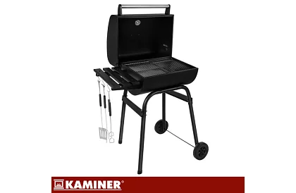 Grill ogrodowy z termometrem na węgiel drzewny + akcesoria