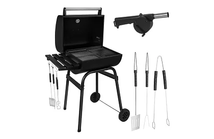 Grill ogrodowy z termometrem na węgiel drzewny + akcesoria