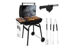 Grill ogrodowy z termometrem na węgiel drzewny + akcesoria