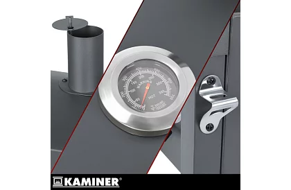 Grill ogrodowy z żeliwnym rusztem, pokrywą - na węgiel drzewny