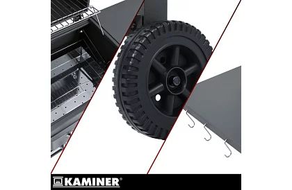 Grill ogrodowy z żeliwnym rusztem, pokrywą - na węgiel drzewny